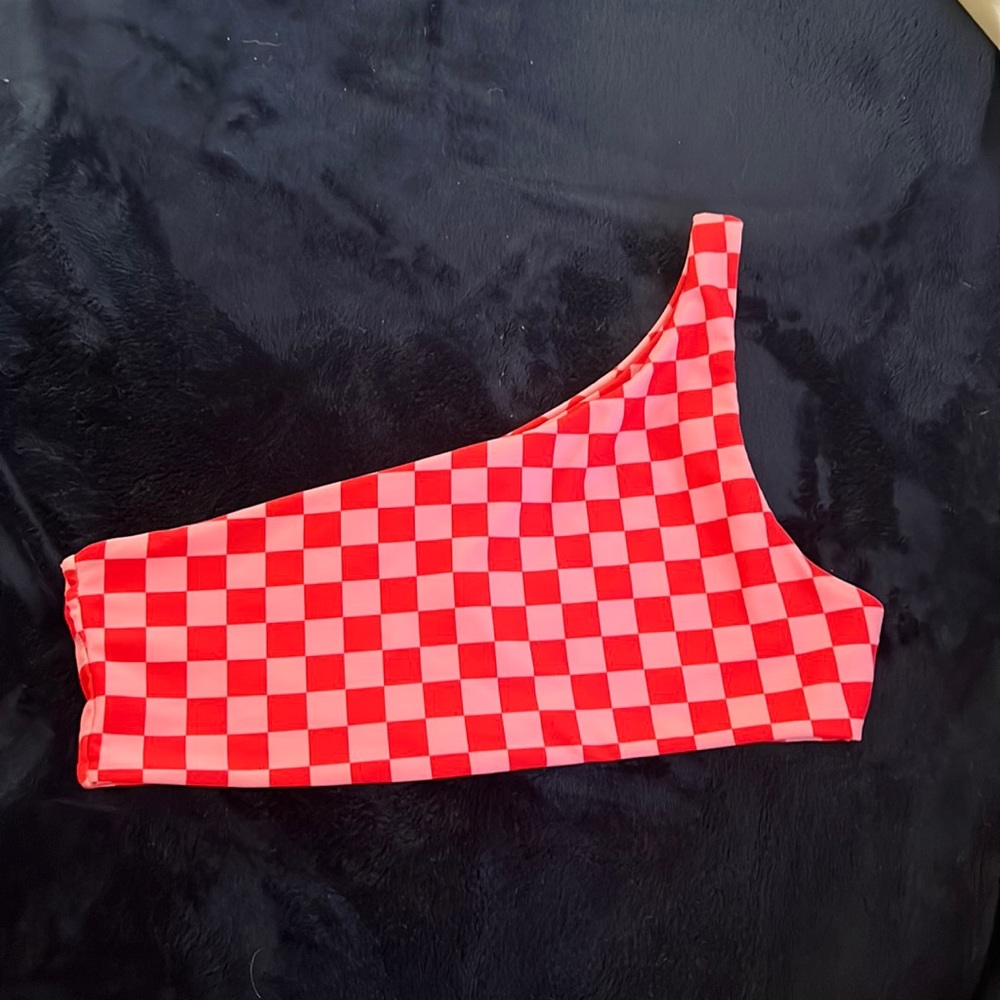 SKATIE checkered pink & red ellis bikini top